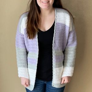 Handmade crocheted cardigan duster, ladies M, NEW